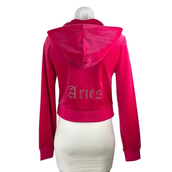 Juicy Couture Pink Velvet Velour Long Sleeve Zip Up Hoodie Sweatshirt Jacket S - Picture 3 of 5